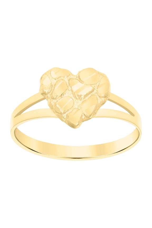 10kt Real Yellow Gold Womens Nugget Heart Ring