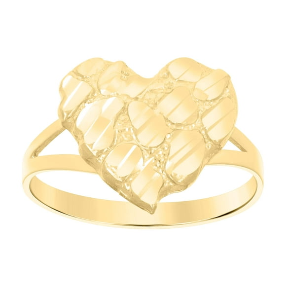 10kt Real Yellow Gold Womens Nugget Heart Ring