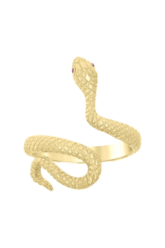 10kt Real Yellow Gold Womens Pink Cubic-Zirconia Snake Fashion Ring