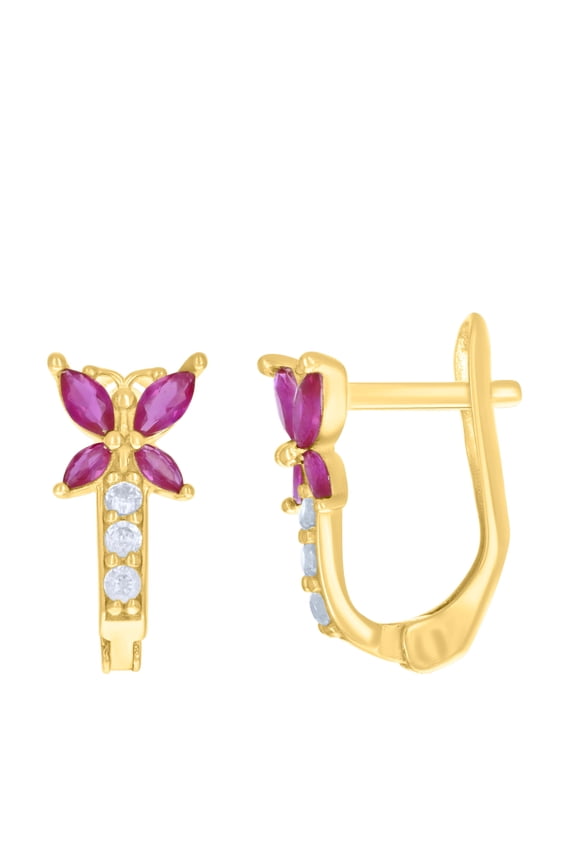 10kt Real Yellow Gold Womens Pink White Marquise Round Cubic-Zirconia Butterfly Fashion Latch Back Earrings