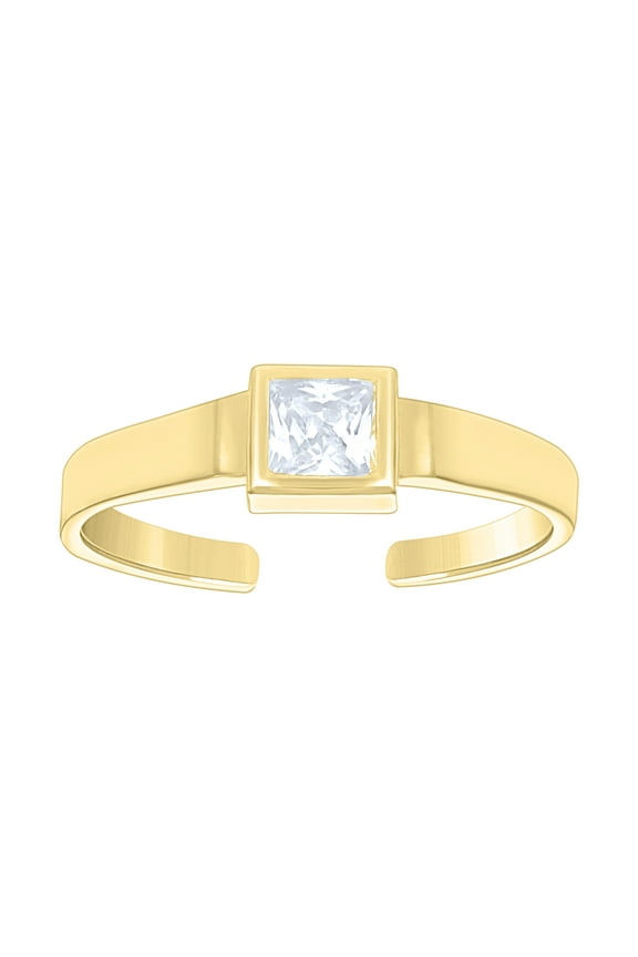 10kt Real Yellow Gold Womens Princess-cut Cubic-Zirconia Square Head Toe Ring