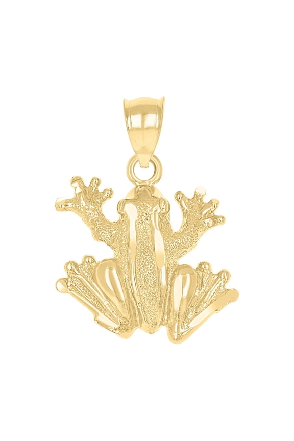 10kt Real Yellow Gold Womens Simple Frog Animal Charm Pendant