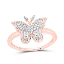 10kt Rose Gold 1/4 Cttw Natural Diamond Fashion Wedding Engagement Anniversary Butterfly Ring, Women Size: 5-9