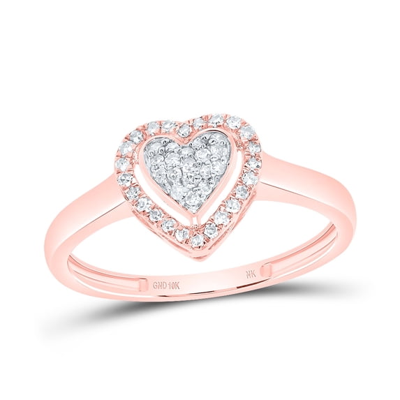 10kt Rose Gold 1/6 Cttw Natural Diamond Fashion Heart Wedding Engagement Anniversary Ring, Women Size: 5-9