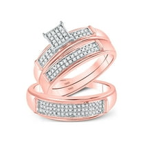 10kt Rose Gold His Hers Round Diamond Square Matching Wedding Set 1/3 Cttw