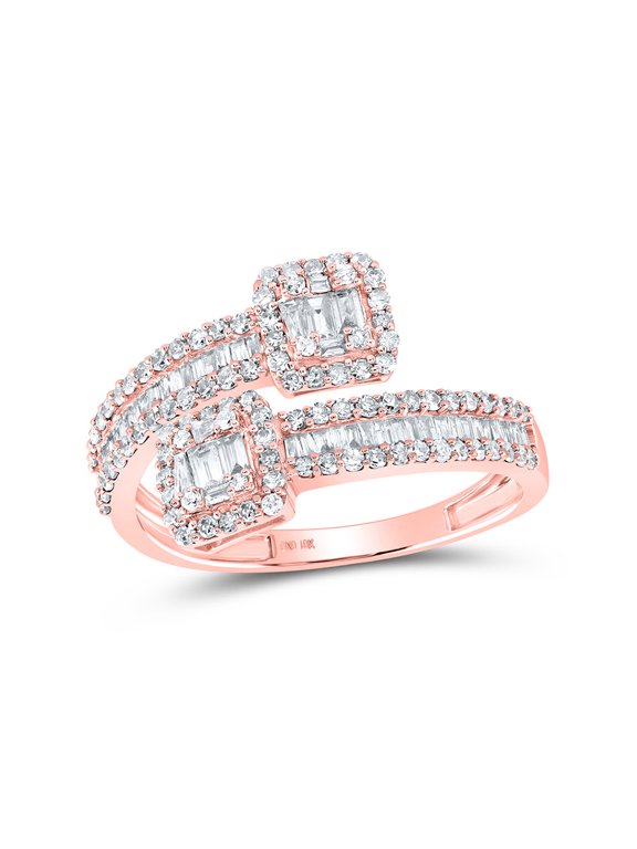 10kt Rose Gold Mens Baguette Diamond Cuff Band Ring 1 Cttw