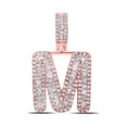 thumbnail image 1 of 10kt Rose Gold Mens Baguette Diamond M Initial Letter Pendant 3/4 Cttw, 1 of 1