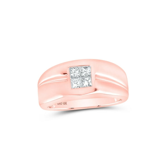 10kt Rose Gold Mens Princess Diamond Band Ring 1/2 Cttw