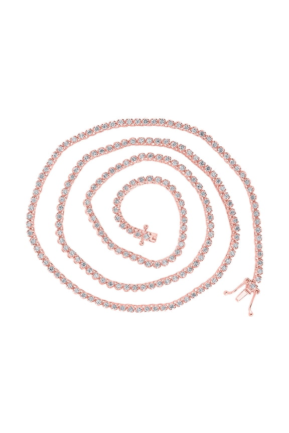 10kt Rose Gold Mens Round Diamond 20-inch Tennis Chain Necklace 3-5/8 Cttw