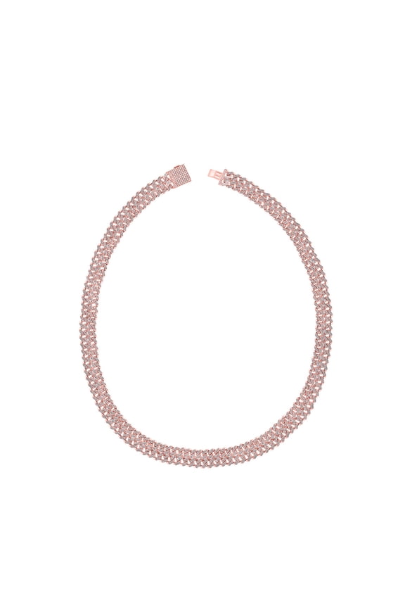 10kt Rose Gold Mens Round Diamond 22-inch Curb Link Chain Necklace 12-3/4 Cttw