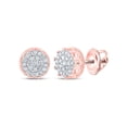 thumbnail image 1 of 10kt Rose Gold Mens Round Diamond Cluster Earrings 1/2 Cttw, 1 of 1
