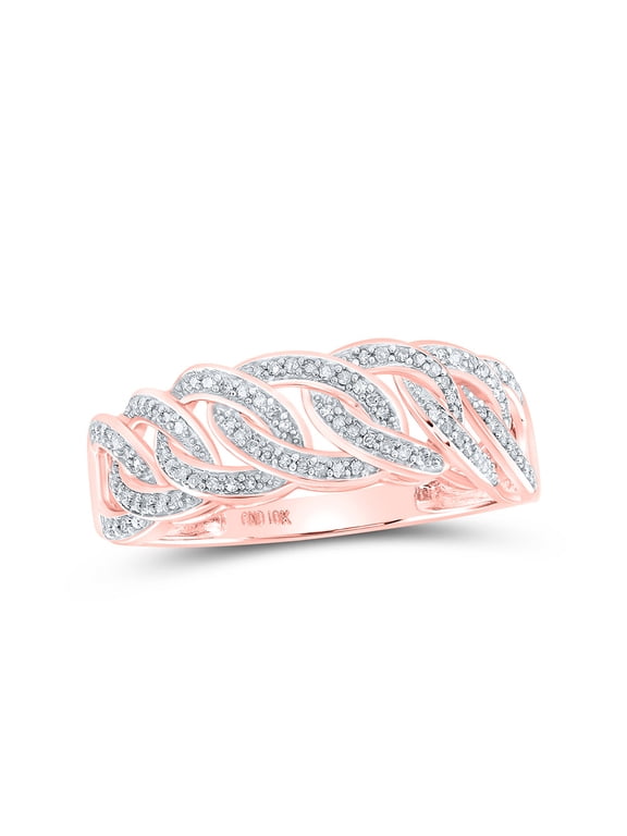 10kt Rose Gold Mens Round Diamond Curb Link Band Ring 1/4 Cttw