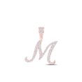 thumbnail image 1 of 10kt Rose Gold Mens Round Diamond M Initial Letter Charm Pendant 1-1/5 Cttw, 1 of 1