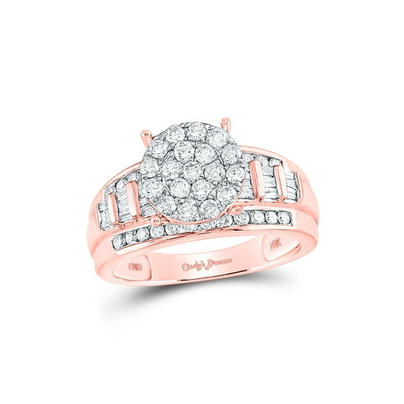 10kt Rose Gold Round Diamond Cluster Bridal Wedding Engagement Ring 1 Cttw