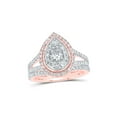 thumbnail image 1 of 10kt Rose Gold Round Diamond Teardrop Bridal Wedding Ring Band Set 1 Cttw, 1 of 1