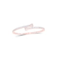 thumbnail image 1 of 10kt Rose Gold Womens Baguette Diamond Heart Cuff Bangle Bracelet 2-5/8 Cttw, 1 of 1