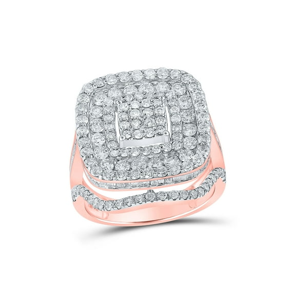 10kt Rose Gold Womens Baguette Diamond Square Ring 2-3/4 Cttw