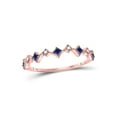 thumbnail image 1 of 10kt Rose Gold Womens Round Blue Sapphire Diamond Square Stackable Band Ring 1/5 Cttw, 1 of 4