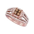 thumbnail image 1 of 10kt Rose Gold Womens Round Brown Diamond Bridal Wedding Ring Band Set 1 Cttw, 1 of 1