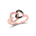 thumbnail image 1 of 10kt Rose Gold Womens Round Brown Diamond Double Heart Ring 1/20 Cttw, 1 of 4