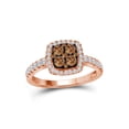 thumbnail image 1 of 10kt Rose Gold Womens Round Brown Diamond Square Cluster Ring 3/4 Cttw, 1 of 2