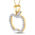 thumbnail image 1 of 10kt Rose Gold Womens Round Diamond Apple Outline Fashion Pendant 1/5 Cttw, 1 of 1