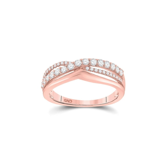10kt Rose Gold Womens Round Diamond Band Ring 1/2 Cttw
