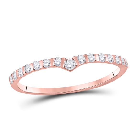 10kt Rose Gold Womens Round Diamond Chevron Stackable Band Ring 1/4 Cttw