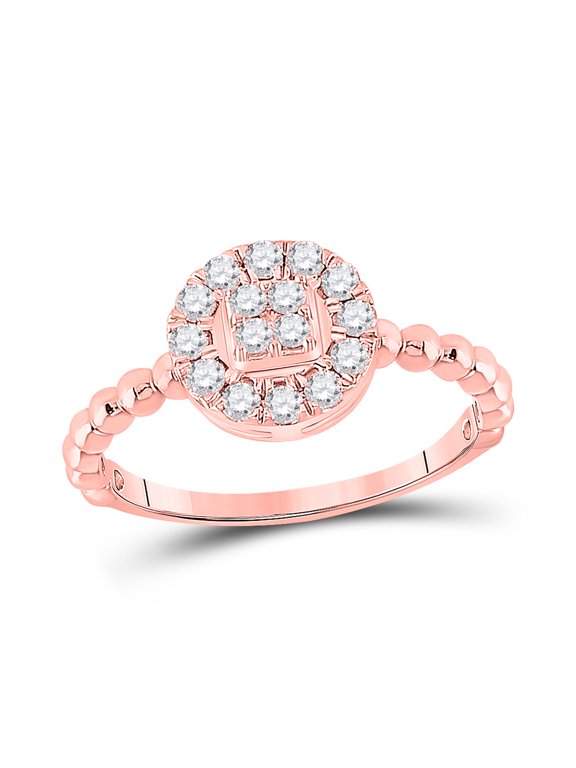 10kt Rose Gold Womens Round Diamond Circle Cluster Ring 1/3 Cttw
