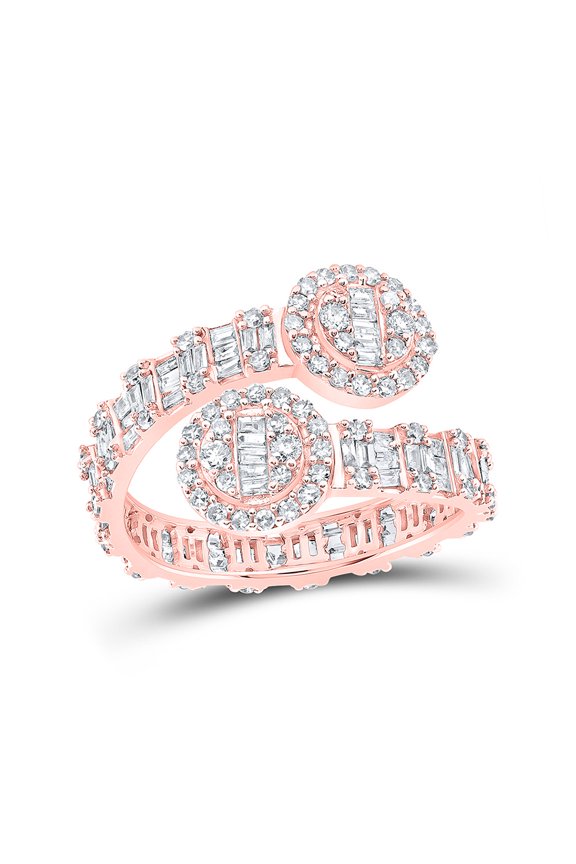 10kt Rose Gold Womens Round Diamond Circle Cuff Band Ring 1 Cttw