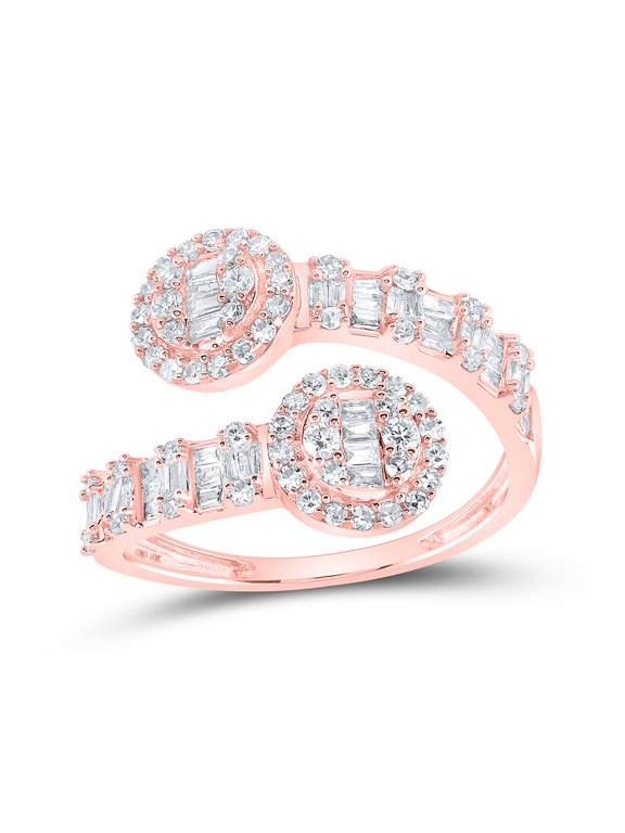 10kt Rose Gold Womens Round Diamond Circle Cuff Band Ring 3/4 Cttw