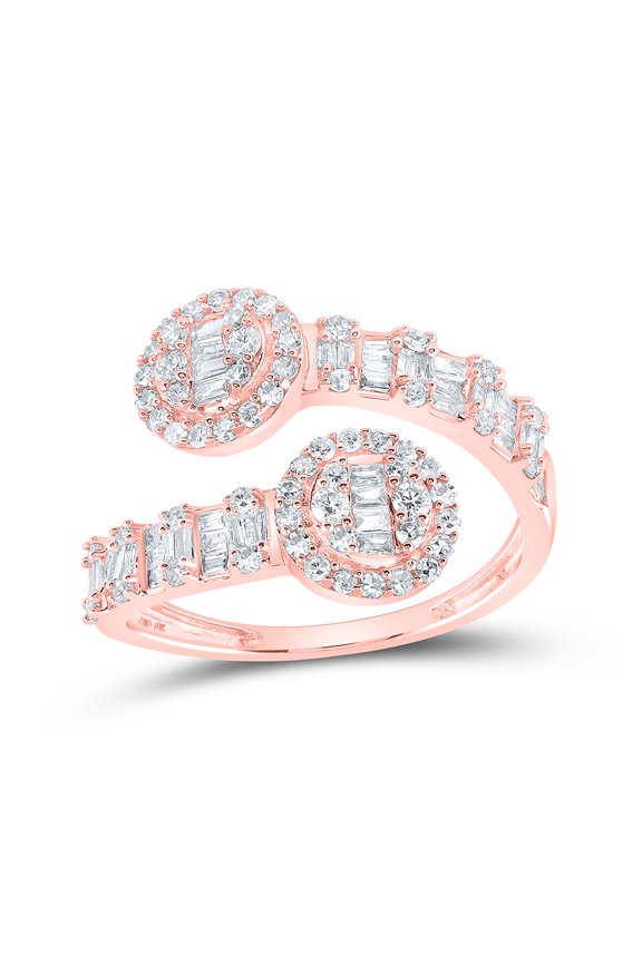 10kt Rose Gold Womens Round Diamond Circle Cuff Band Ring 3/4 Cttw