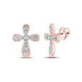 thumbnail image 1 of 10kt Rose Gold Womens Round Diamond Cross Earrings 1/8 Cttw, 1 of 1
