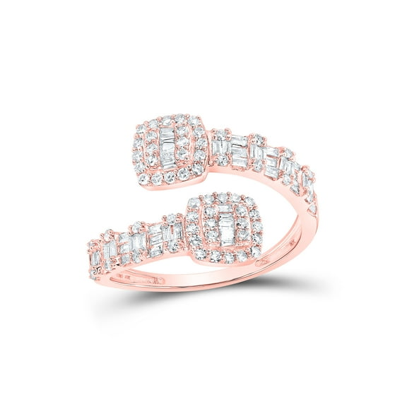 10kt Rose Gold Womens Round Diamond Cushion Cuff Band Ring 5/8 Cttw