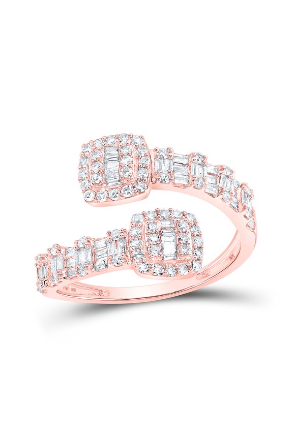 10kt Rose Gold Womens Round Diamond Cushion Cuff Band Ring 5/8 Cttw