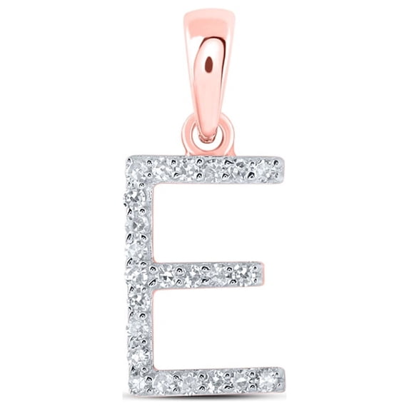 10kt Rose Gold Womens Round Diamond E Initial Letter Pendant 1/10 Cttw