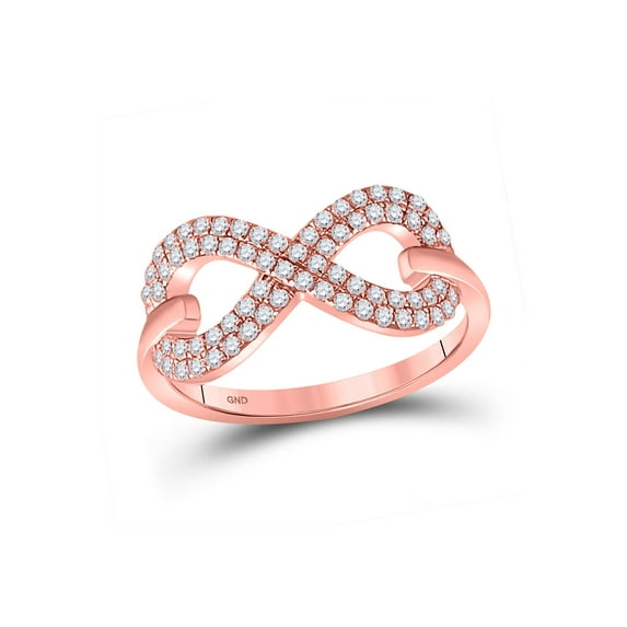 10kt Rose Gold Womens Round Diamond Fashion Infinity Ring 1/3 Cttw