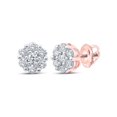 thumbnail image 1 of 10kt Rose Gold Womens Round Diamond Flower Cluster Earrings 1/2 Cttw, 1 of 1