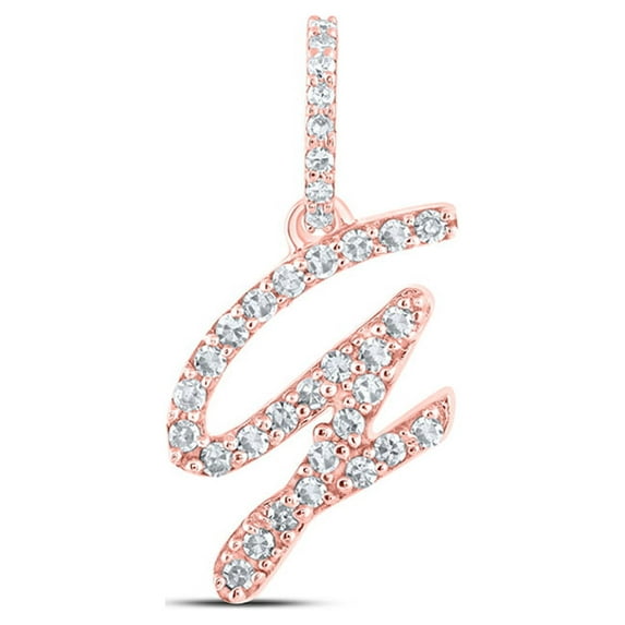 10kt Rose Gold Womens Round Diamond G Initial Letter Pendant 1/8 Cttw