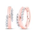 thumbnail image 1 of 10kt Rose Gold Womens Round Diamond Hoop Earrings 1/5 Cttw, 1 of 1