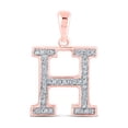 thumbnail image 1 of 10kt Rose Gold Womens Round Diamond Initial H Letter Pendant 1/10 Cttw, 1 of 1