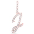 thumbnail image 1 of 10kt Rose Gold Womens Round Diamond J Initial Letter Pendant 1/8 Cttw, 1 of 1