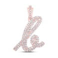 thumbnail image 1 of 10kt Rose Gold Womens Round Diamond K Cursive Initial Letter Pendant 5/8 Cttw, 1 of 1