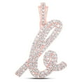 thumbnail image 1 of 10kt Rose Gold Womens Round Diamond K Cursive Initial Letter Pendant 5/8 Cttw, 1 of 1