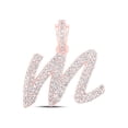 thumbnail image 1 of 10kt Rose Gold Womens Round Diamond M Cursive Initial Letter Pendant 1/2 Cttw, 1 of 1