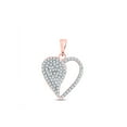 thumbnail image 1 of 10kt Rose Gold Womens Round Diamond Modern Heart Pendant 1/3 Cttw, 1 of 1