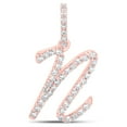 thumbnail image 1 of 10kt Rose Gold Womens Round Diamond N Initial Letter Pendant 1/6 Cttw, 1 of 1