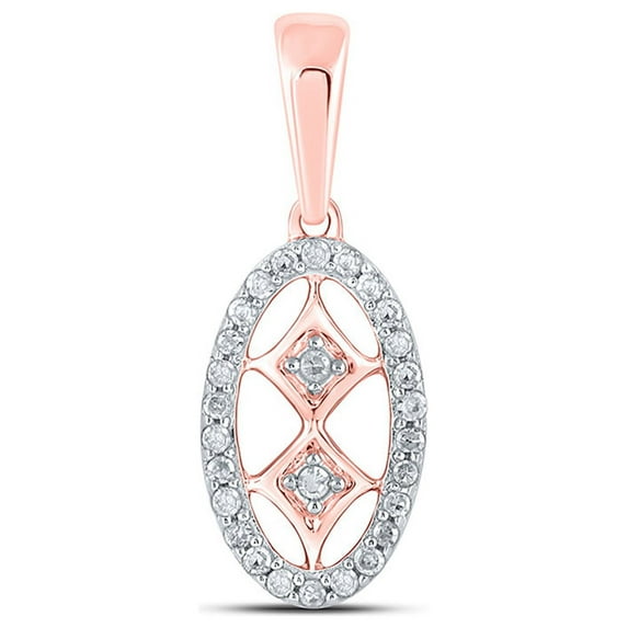 10kt Rose Gold Womens Round Diamond Oval Pendant 1/12 Cttw