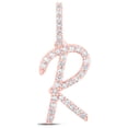 thumbnail image 1 of 10kt Rose Gold Womens Round Diamond R Initial Letter Pendant 1/8 Cttw, 1 of 1