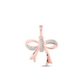 thumbnail image 1 of 10kt Rose Gold Womens Round Diamond Ribbon Bow Fashion Pendant 1/20 Cttw, 1 of 1